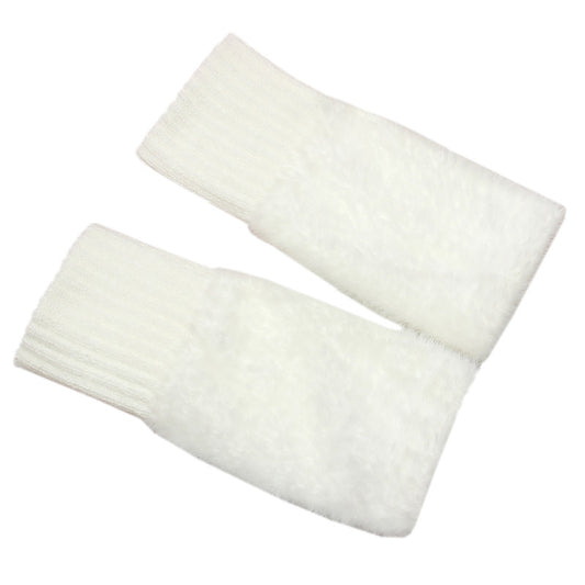 Women's Winter Plush Warm Writing Fingerless Knitted Half Finger Exposed Sleeve Cover Wristband
