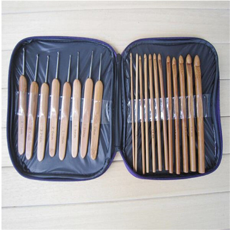 20PCS Lot Bamboo Crochet Hooks Knitting Weave Needles Set