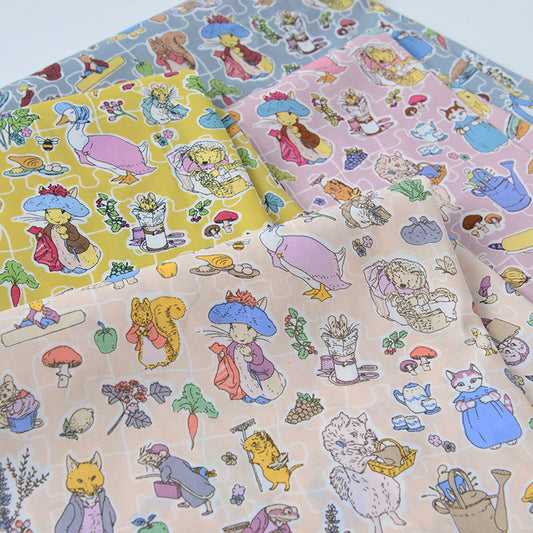 Summer Rabbit Illustration Cotton Fabric Cotton