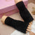Women's Winter Plush Warm Writing Fingerless Knitted Half Finger Exposed Sleeve Cover Wristband